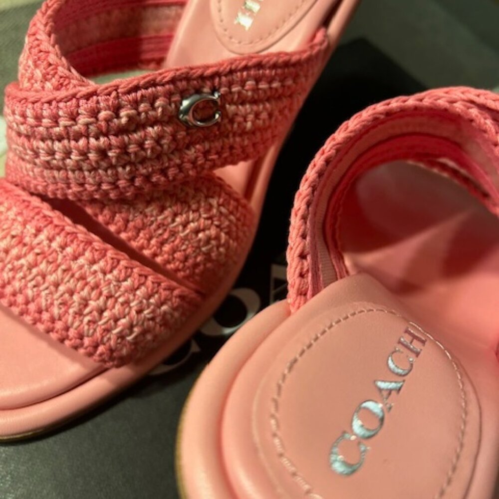 Coach Flower Pink Quintin Crochet Yarn Upper Sandal - Picture 5 of 13